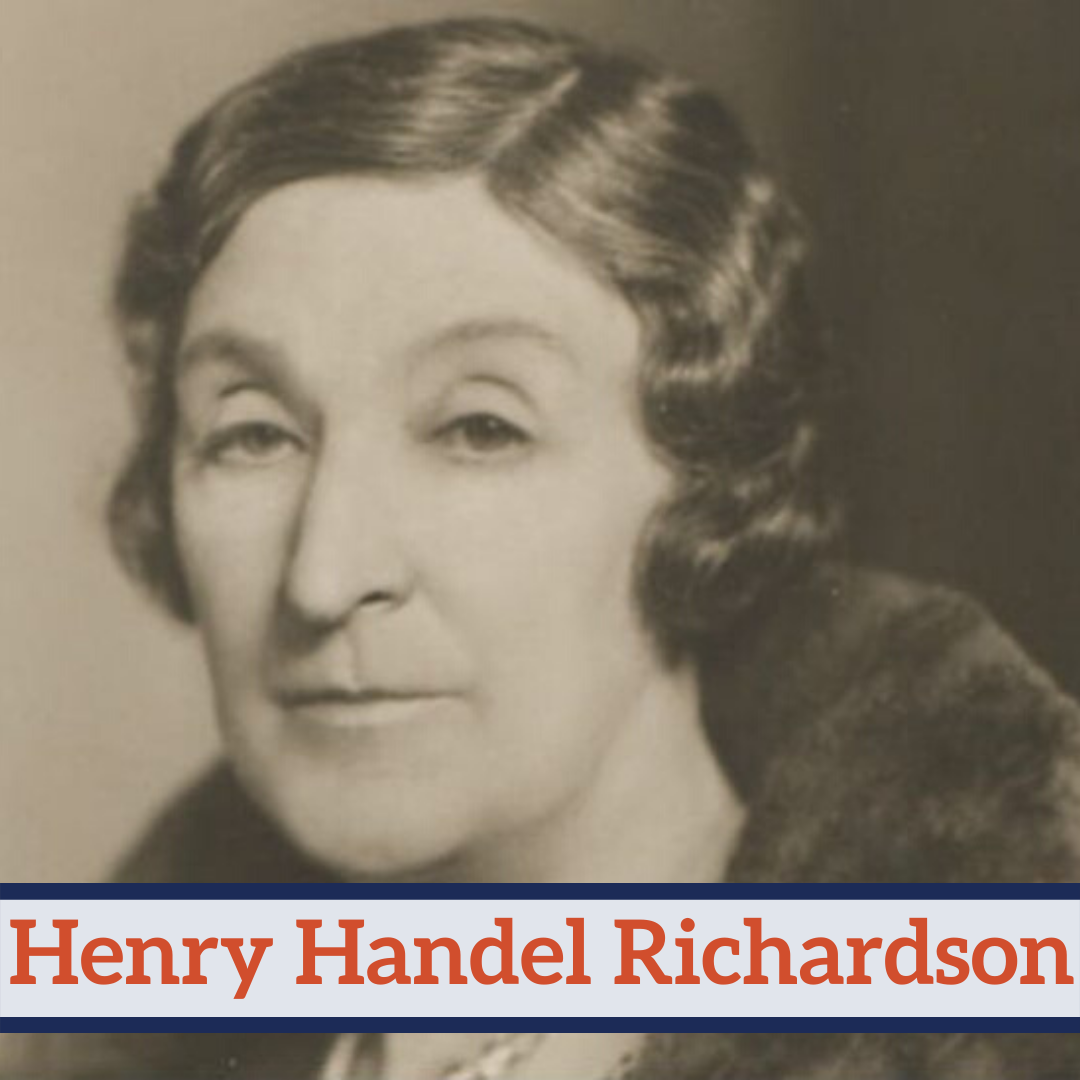 Sepia portrait of Henry Handel Richardson gazing at the camera