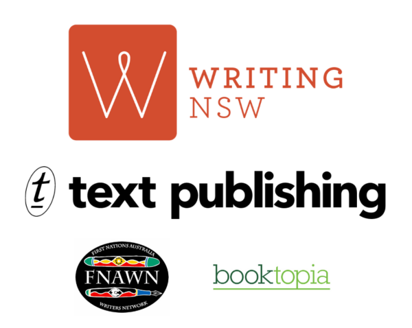 Writing NSW Boundless Mentorship 2023 - Text publishing, FNAWN, booktopia logos